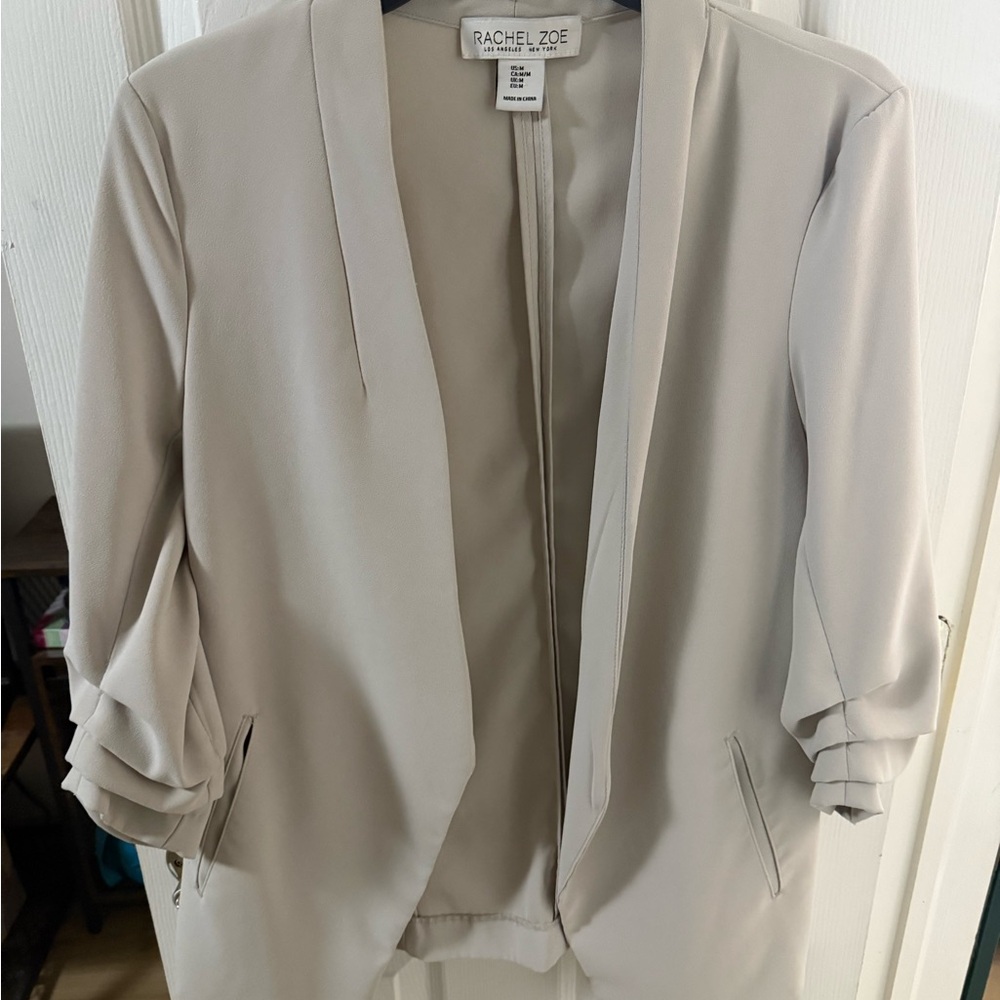 Rachel Zoe Cream Blazer with Ruched Sleeves